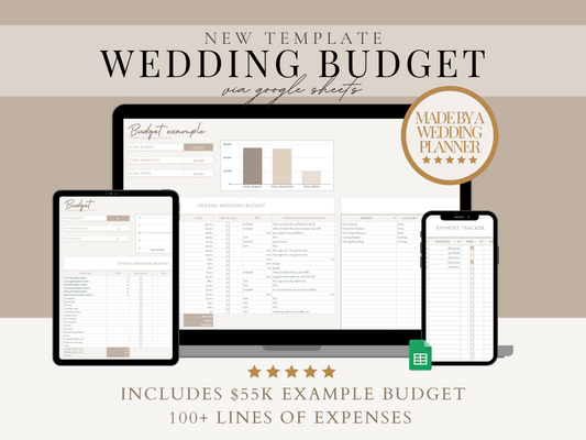 Digital Wedding Budget Spreadsheet