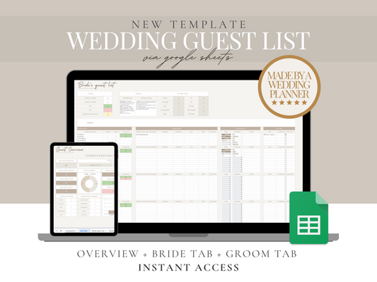 Digital Wedding Guest List Spreadsheet